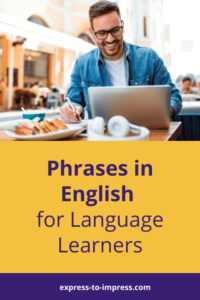Man learning phrases in English - Pinterest Pin