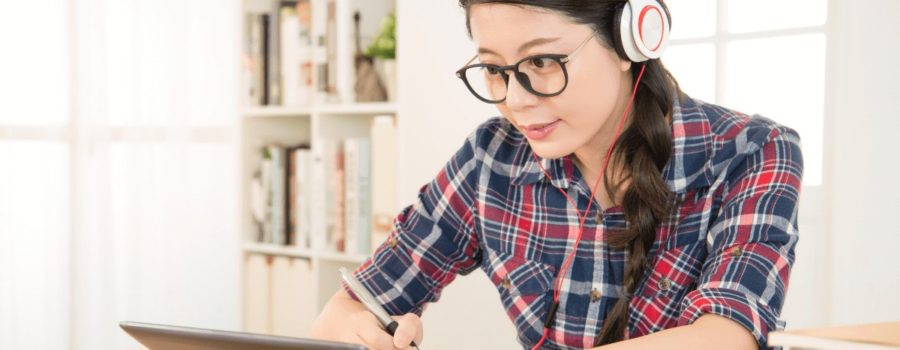 Woman Learning Common Phrases in English