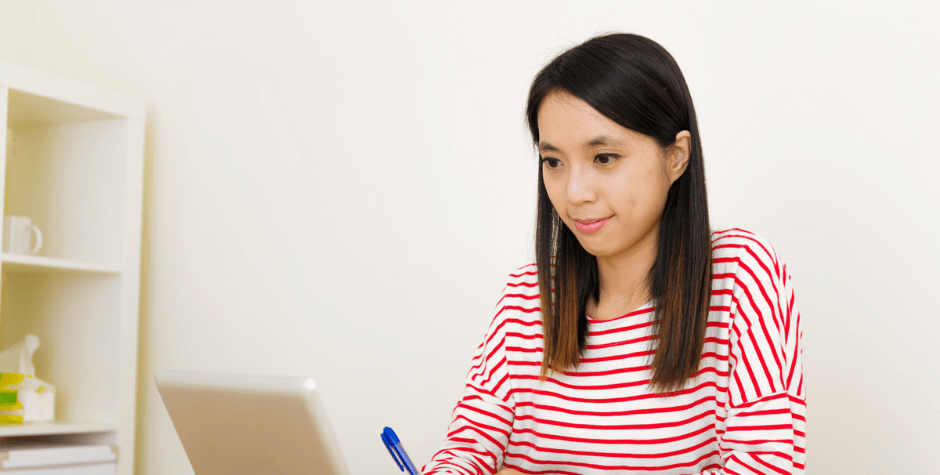 Woman learning American idioms and phrases