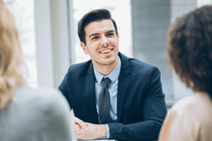 Man engaged in business storytelling