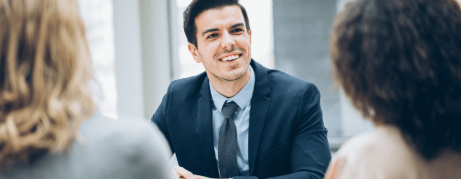 Man engaged in business storytelling