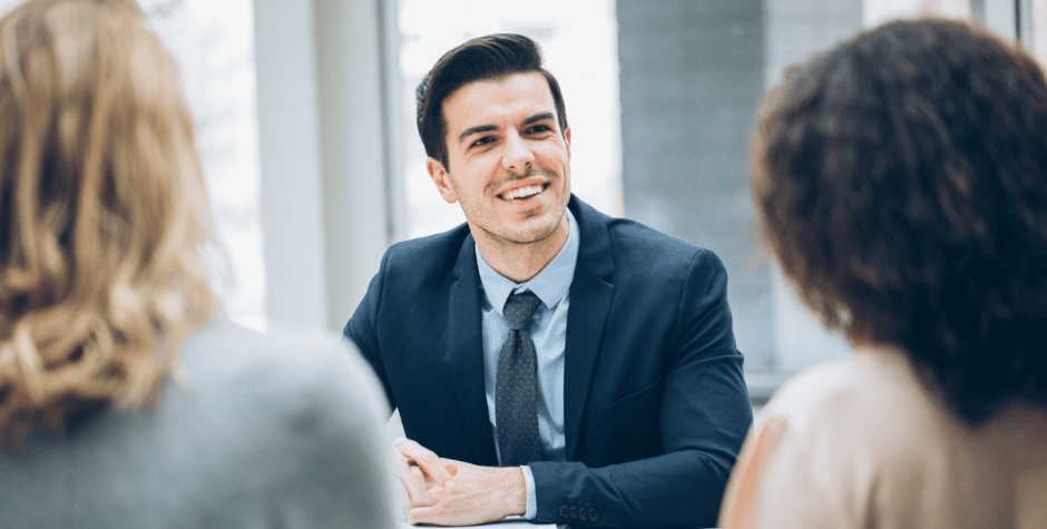 Man engaged in business storytelling